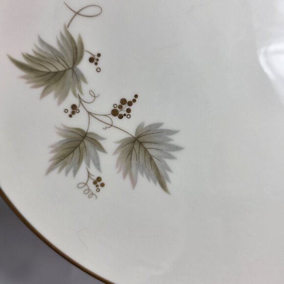 TWO Noritake Fantasia Dinner Plates Ivory with Gold Grapes and Gray Tan Leaves - Picture 5 of 14
